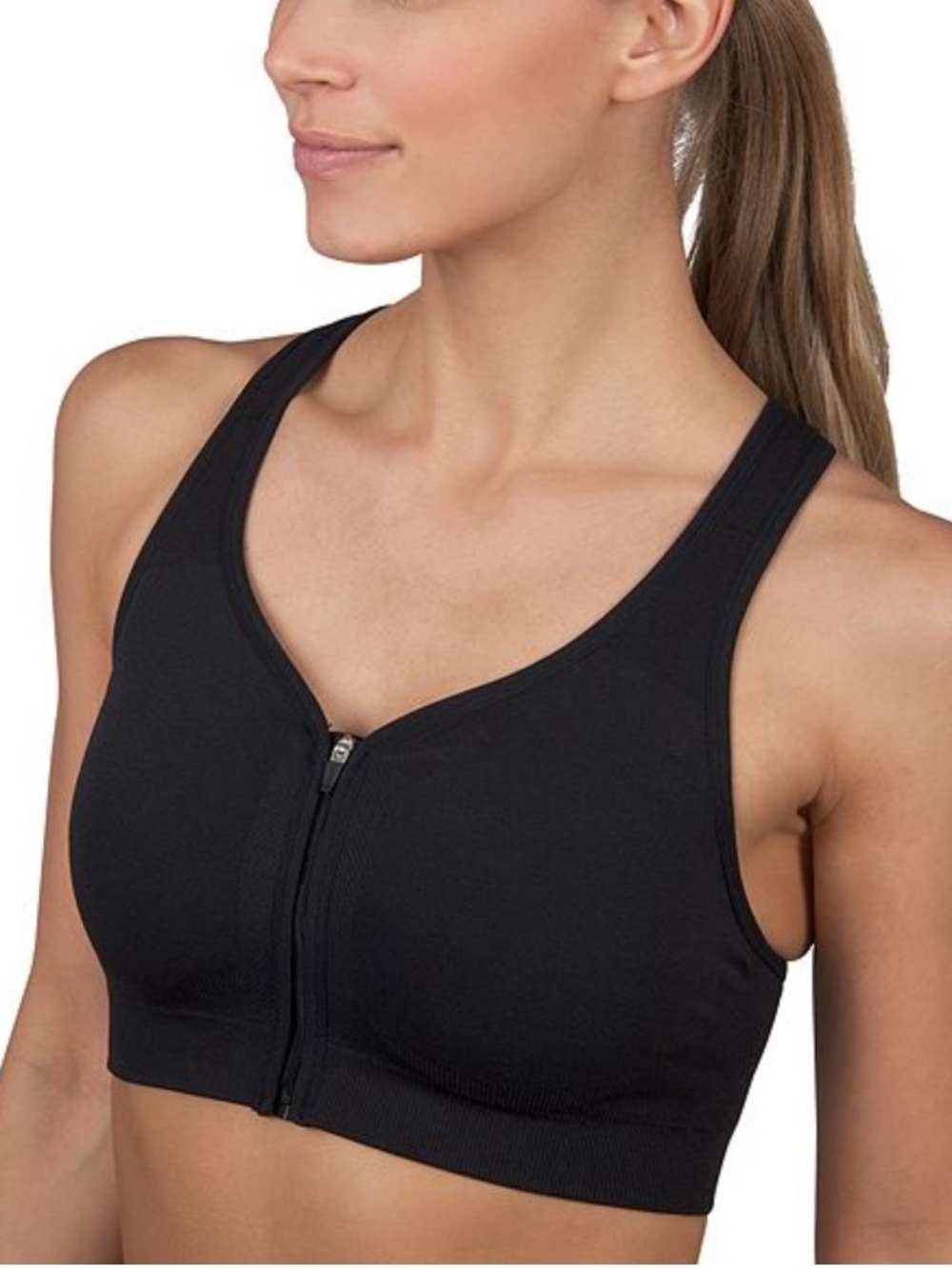 Jockey Sports Bra Seamfree Jersey Medium Support Size Medium Zip Front Racerback